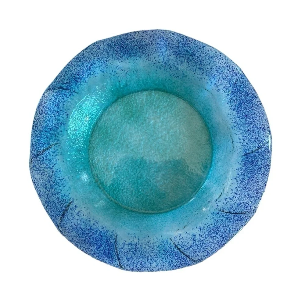 Translucent Scalloped Edge Blue and Green Plate 10.5 inches - Picture 2 of 5